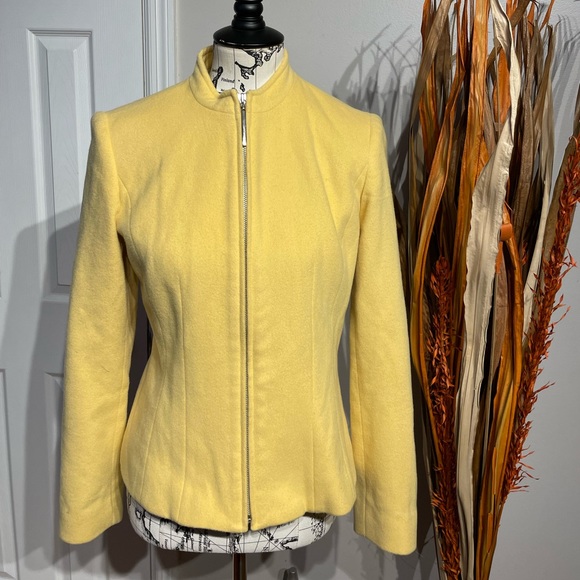 Vintage Wool Cashmere Zip Blazer Winter Career Work Imported Bright Fall Preppy - Picture 3 of 4